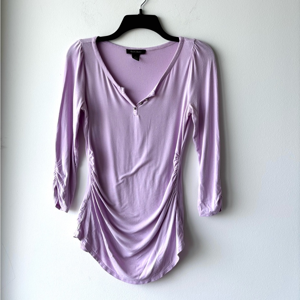 White House Black Market Knit Top Pink Purple 3/4 Sleeve Women XS Fairy Dollette